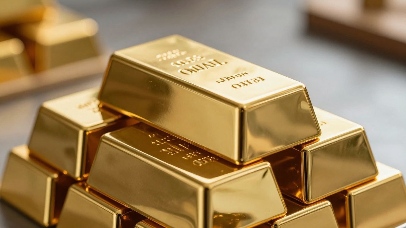 Lingots d'or brillants dans un coffre-fort sécurisé.