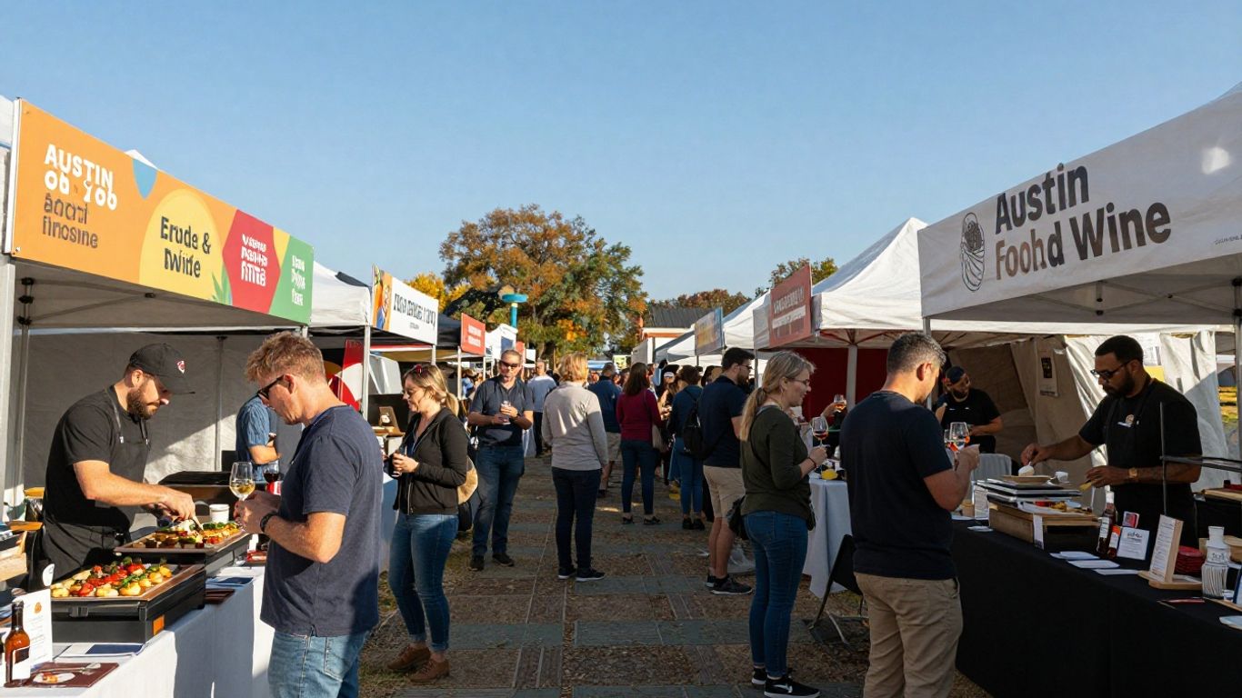 Austin Food and Wine Festival with food, wine, and happy people.