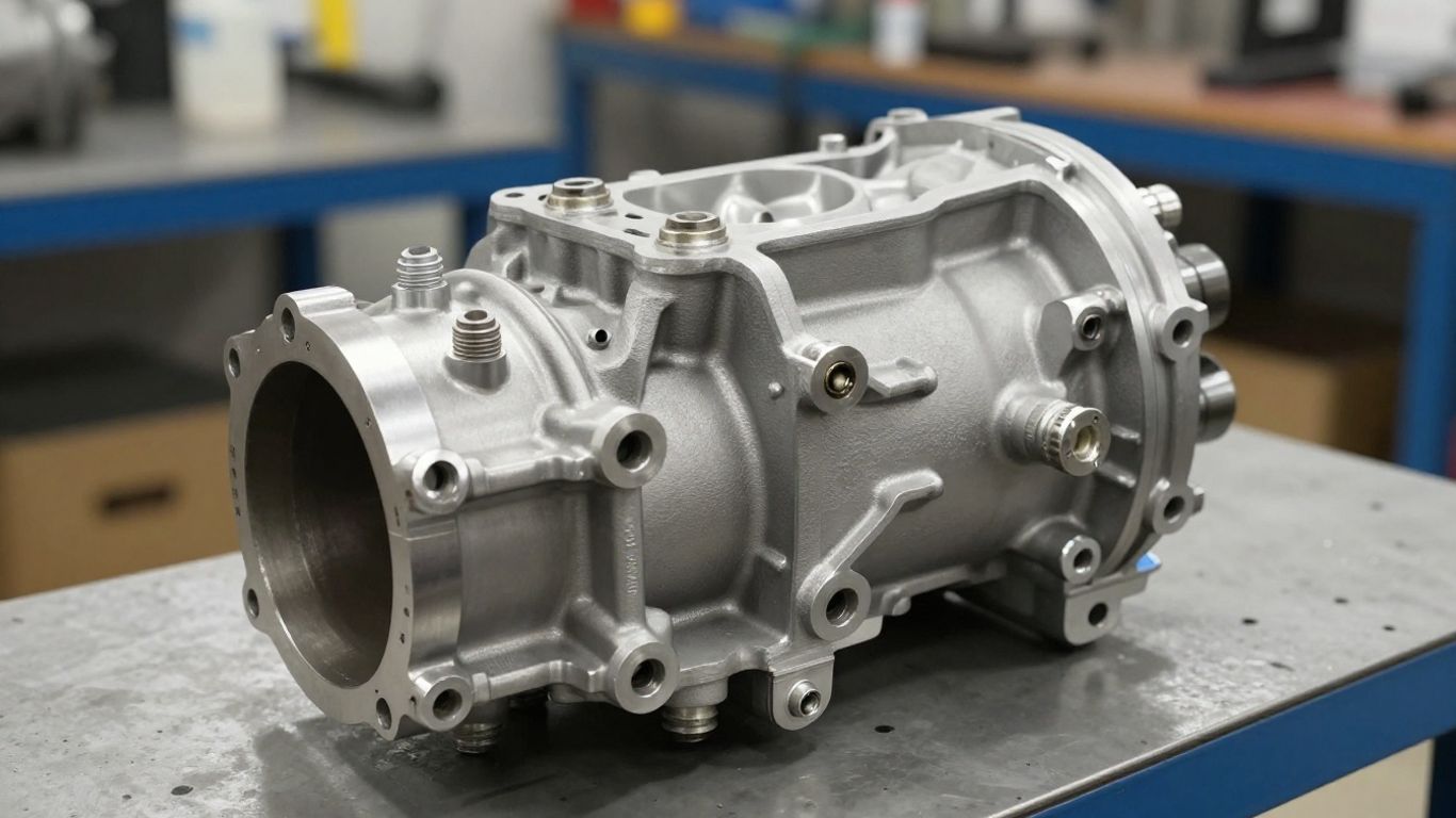 Metal transmission housing showing clean surface