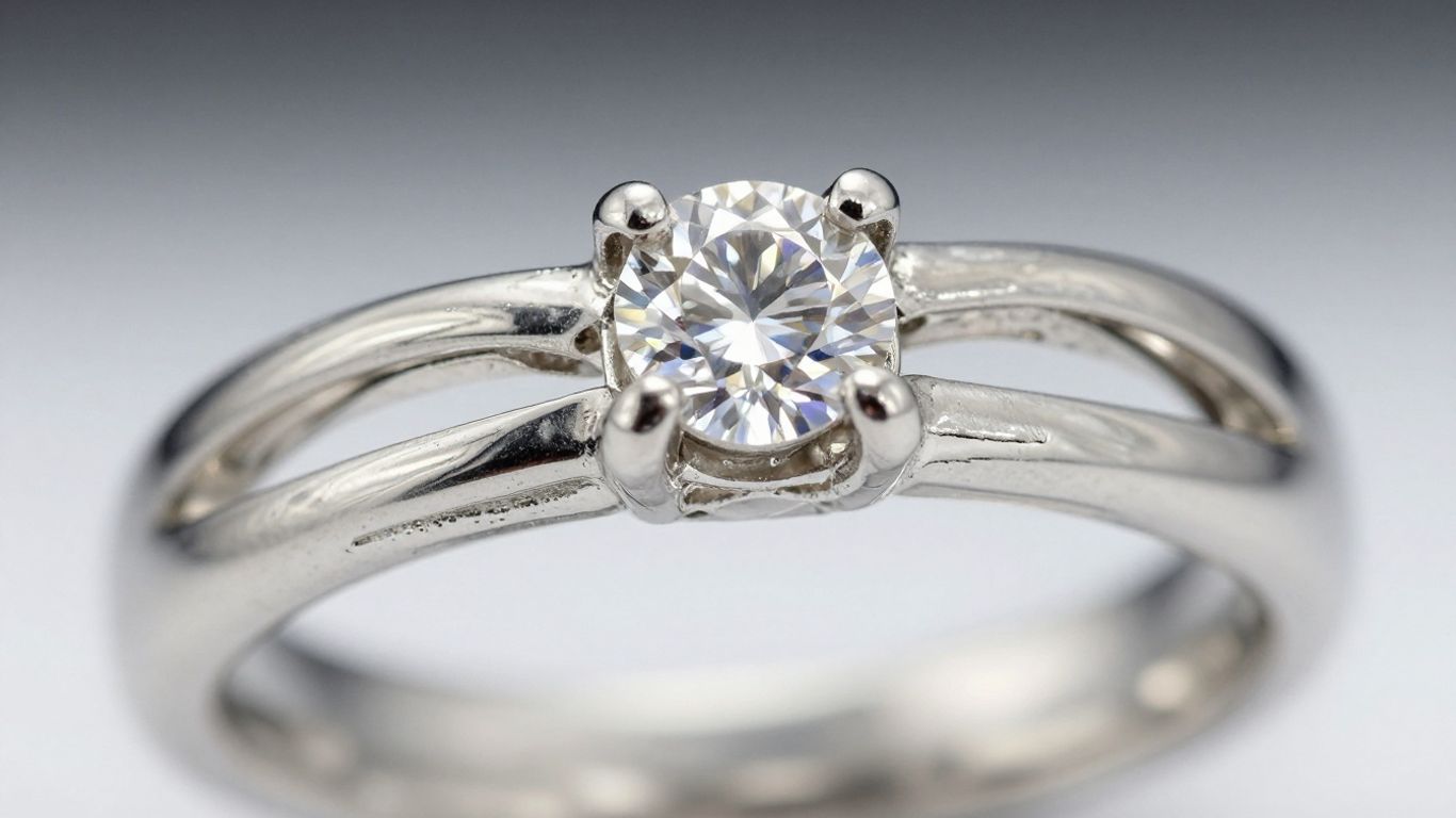 Platinum anniversary ring with a central diamond.