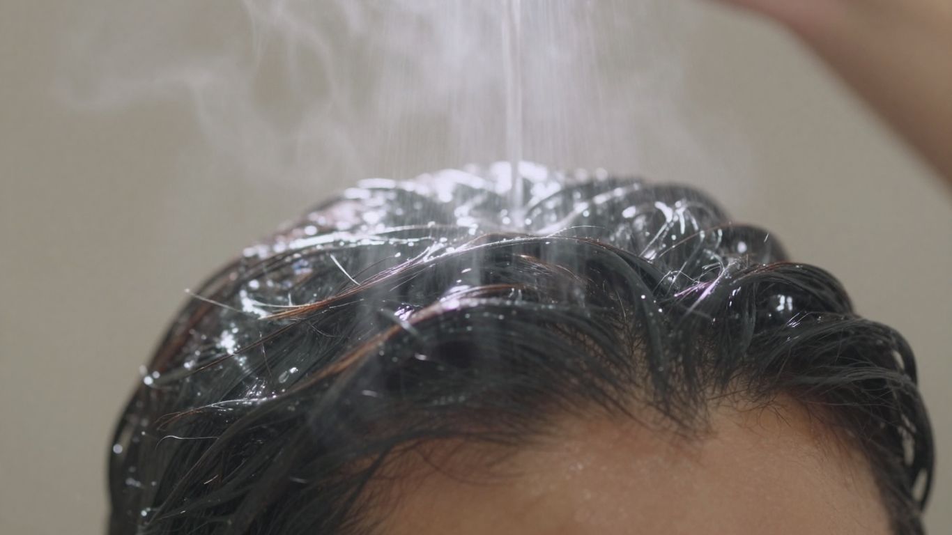 Hot water pouring over a person's head and hair.