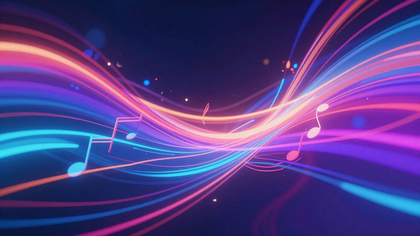 Abstract visual of AI music video elements.