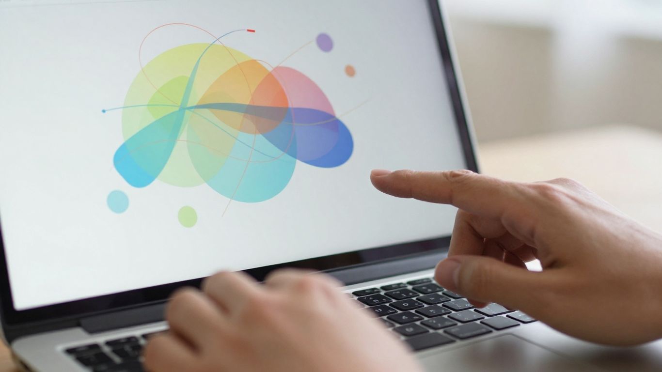 Hands interacting with a digital interface on a laptop.