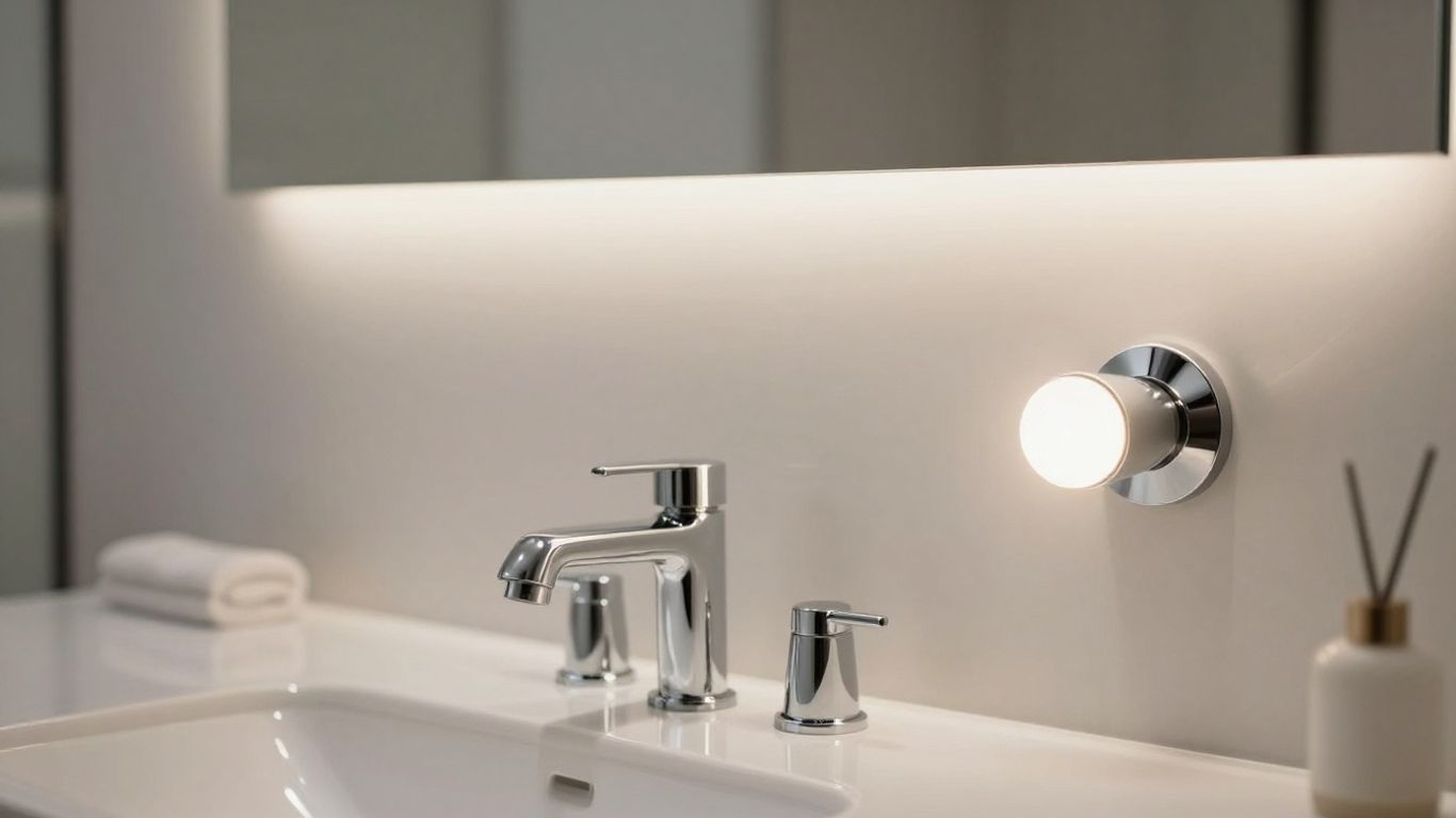Modern bathroom with chrome wall lights
