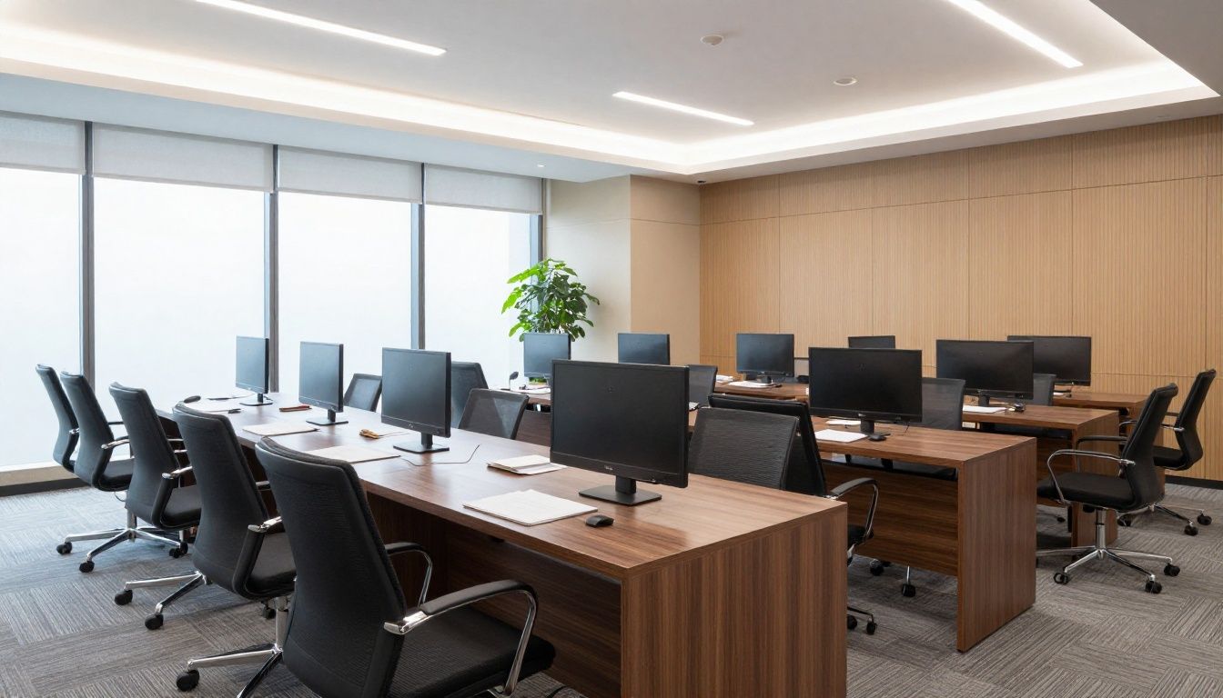 A clean and organized professional corporate workspace in Roselle