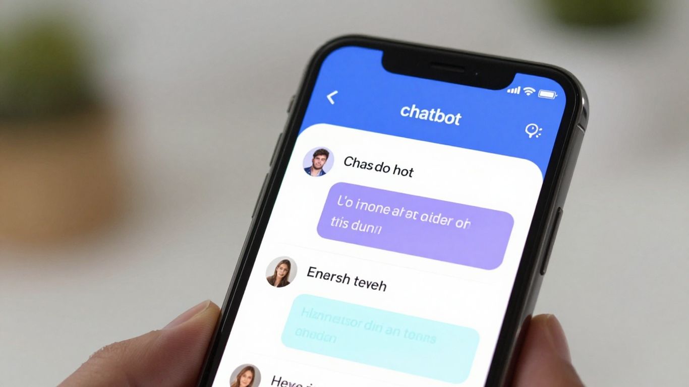 Interface de chatbot ManyChat sur un écran de smartphone.