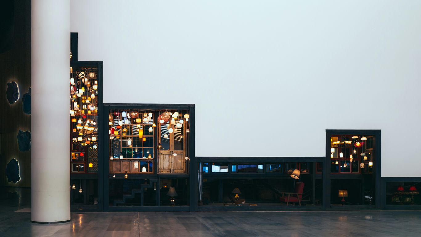 Modern illuminated signage glowing in an urban environment