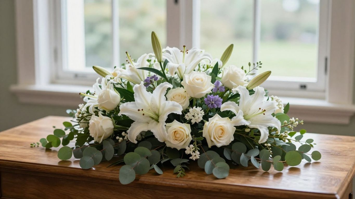 Elegant white funeral flowers in Altona