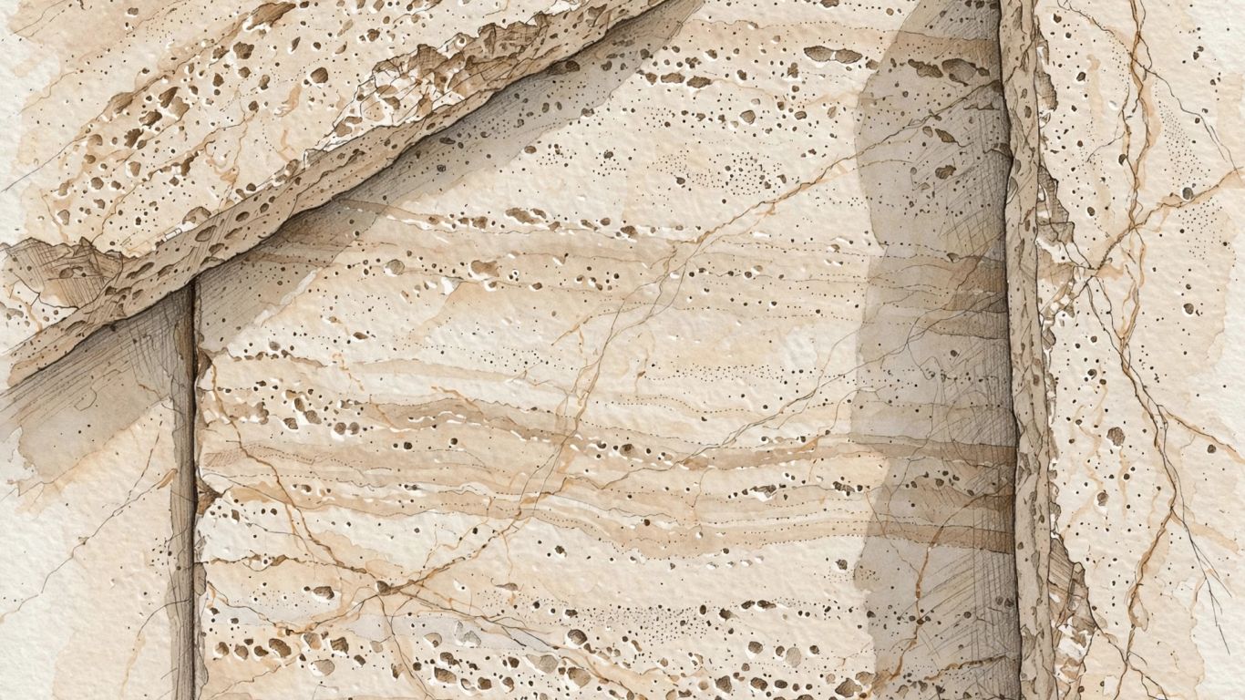 Travertine tile showing natural pores and warm veining