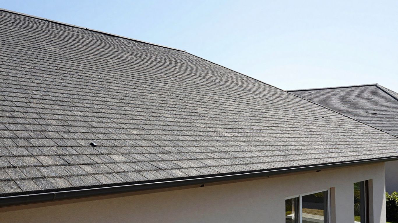 Building with a well-maintained roof under sunlight.
