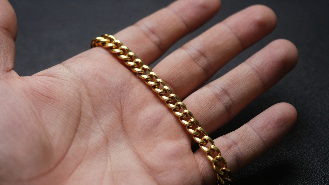 Man's hand with a stylish gold chain.