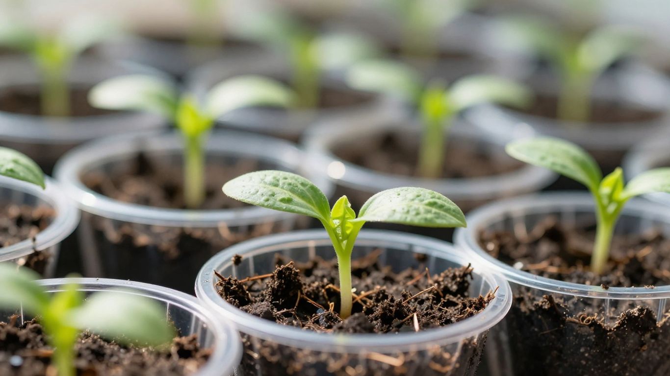 Sämlinge auf der Fensterbank im März