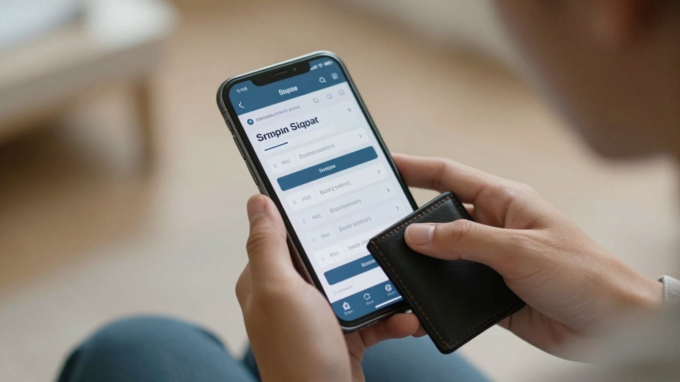 Person looking at phone, concerned about online purchase.