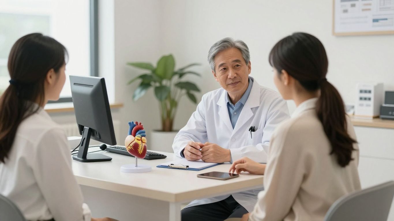 Patient discussing heart care with cardiologist