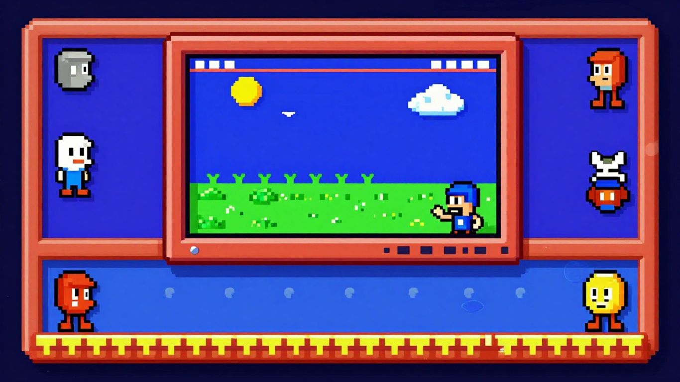 Classic Adobe Flash games on a digital screen.