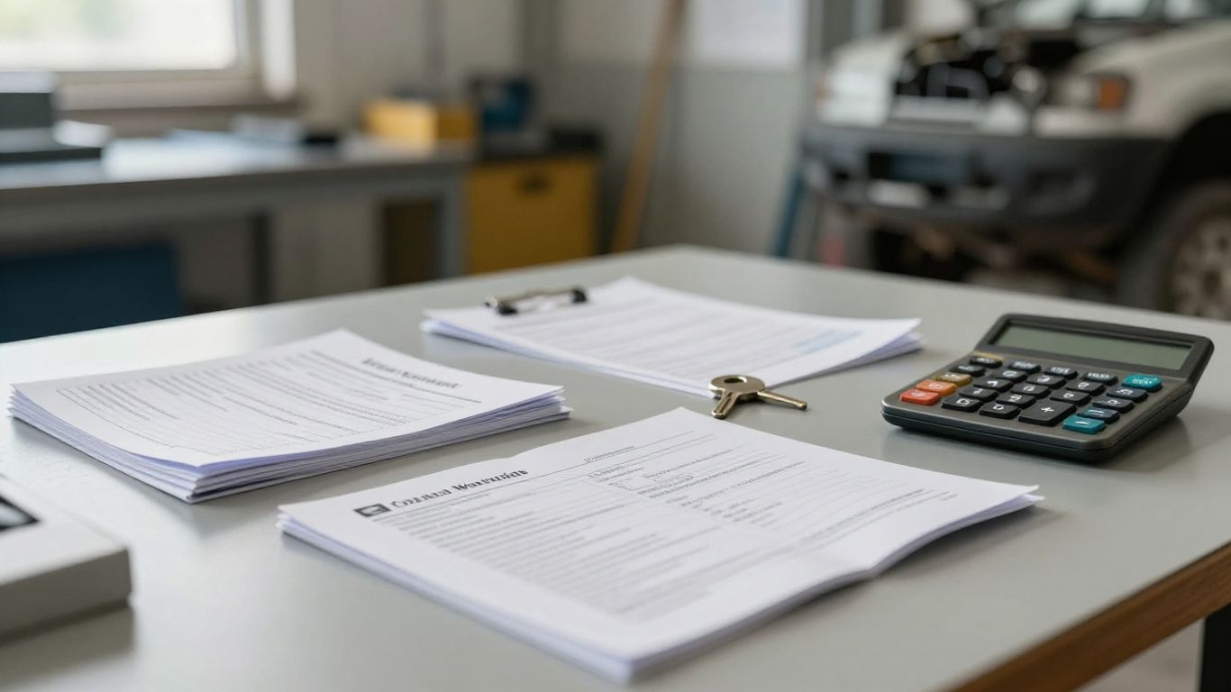 Unterlagen und Autoschlüssel neben Occasion