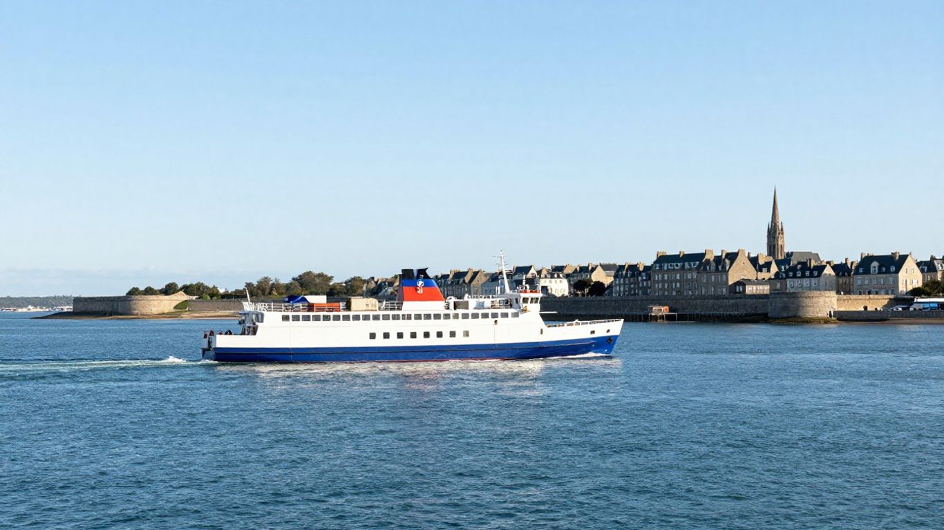 Ferry sailing from St Malo back to Jersey.