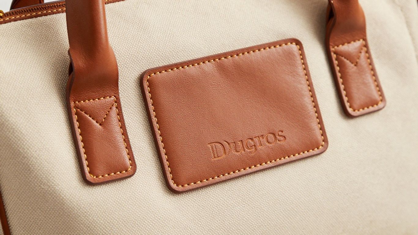 Dugros Leather canvas bag with leather details.