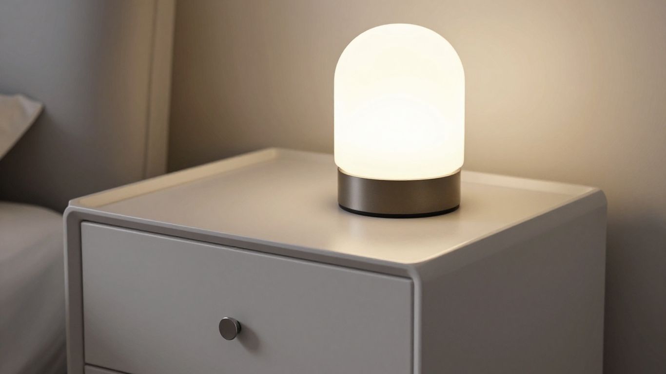 Modern small nightstand with a lamp