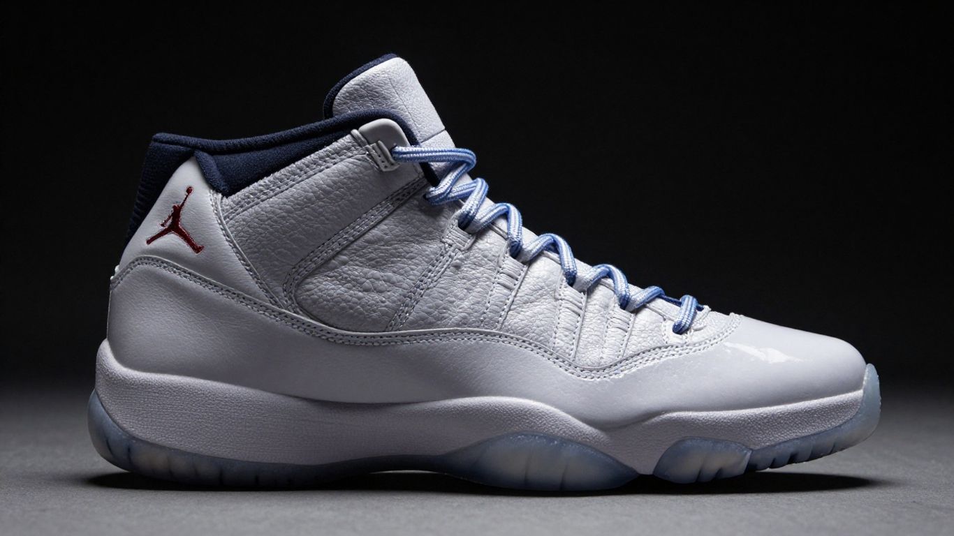 Pantofi Jordan 11 Retro noi, cu piele patent și talpă transparentă.