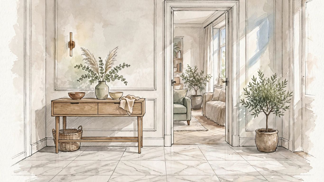Marble flooring in a bright residential interior