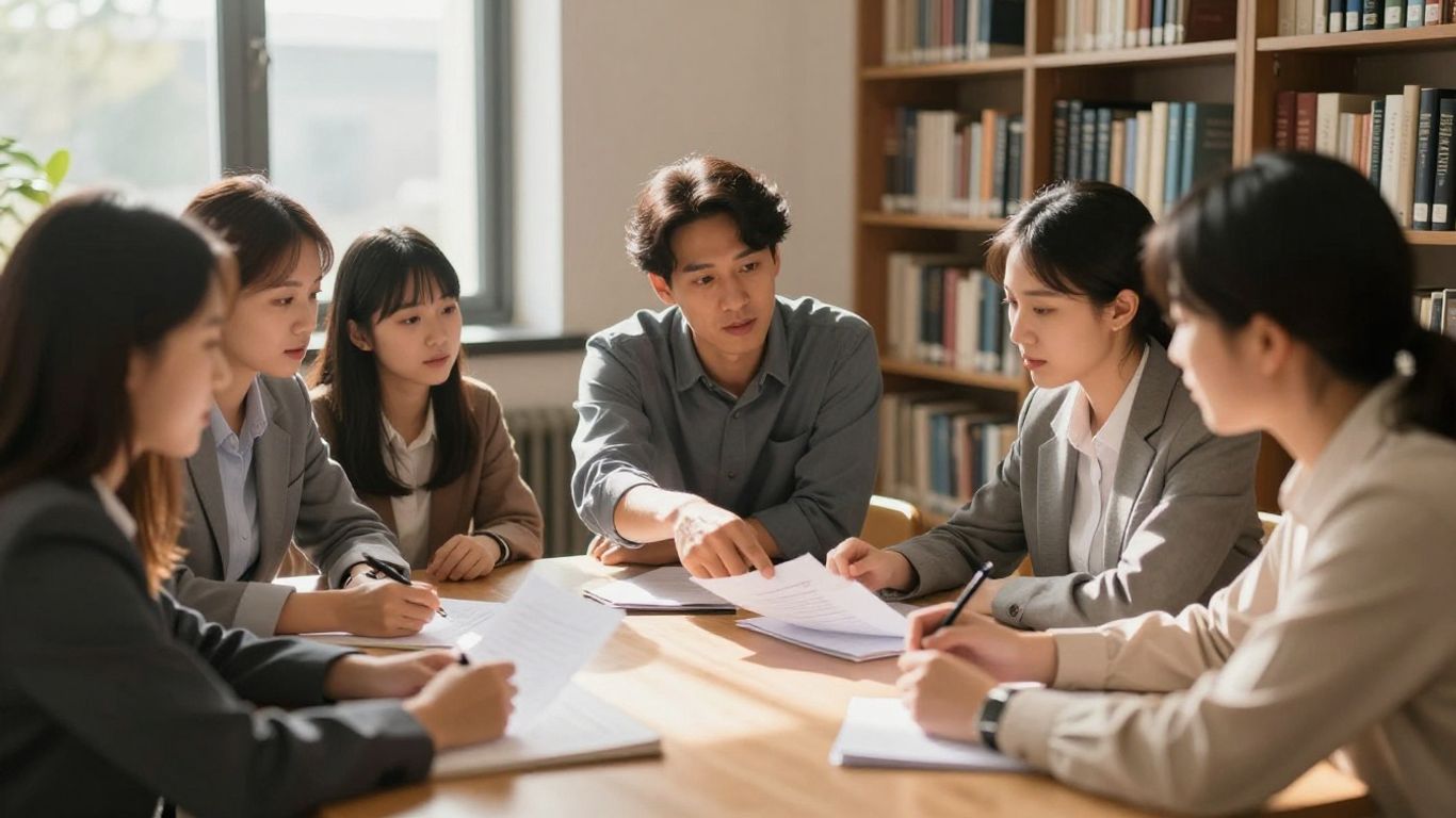 Professionals discussing careers in higher education