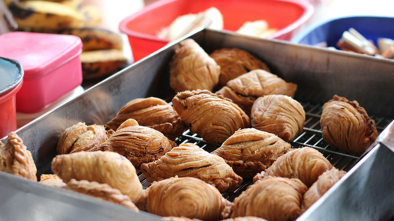 Golden pastries at this legendary stall