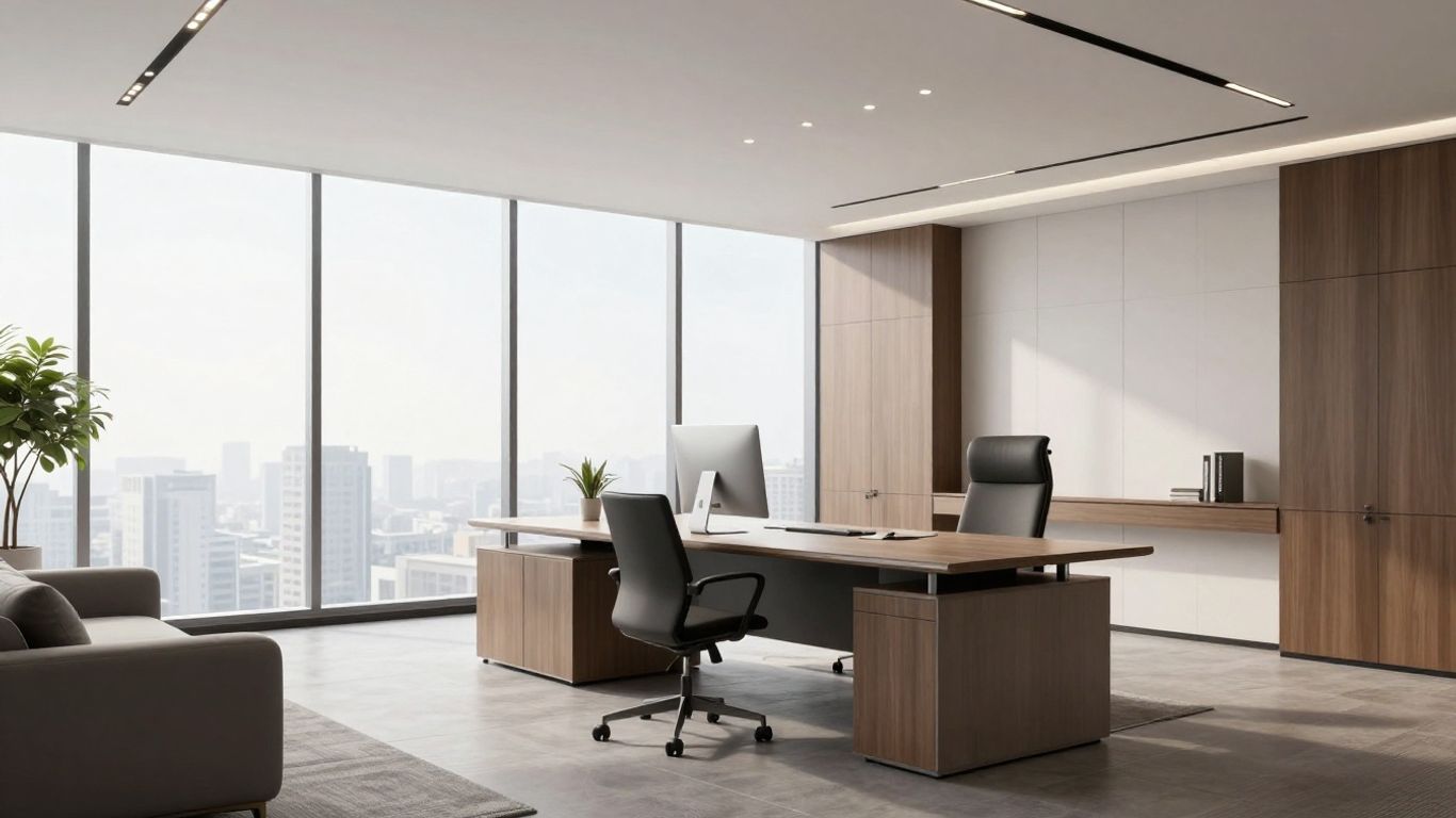 A professional close up of a modern office interior