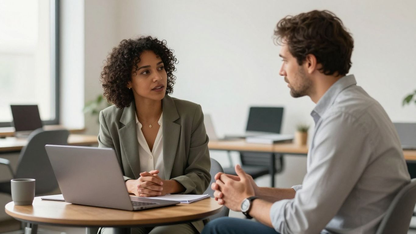Employee reflecting during a coaching conversation
