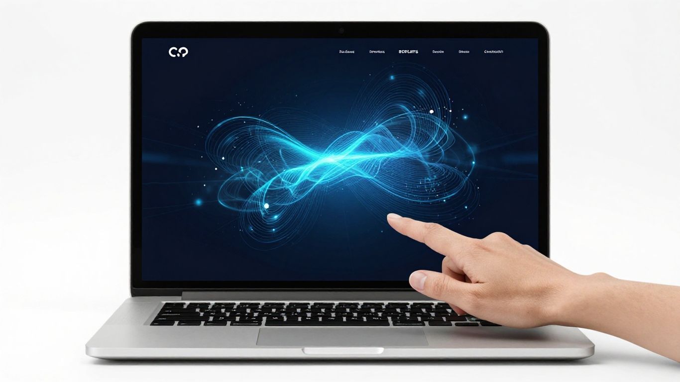 Modern website design glowing on a laptop screen.
