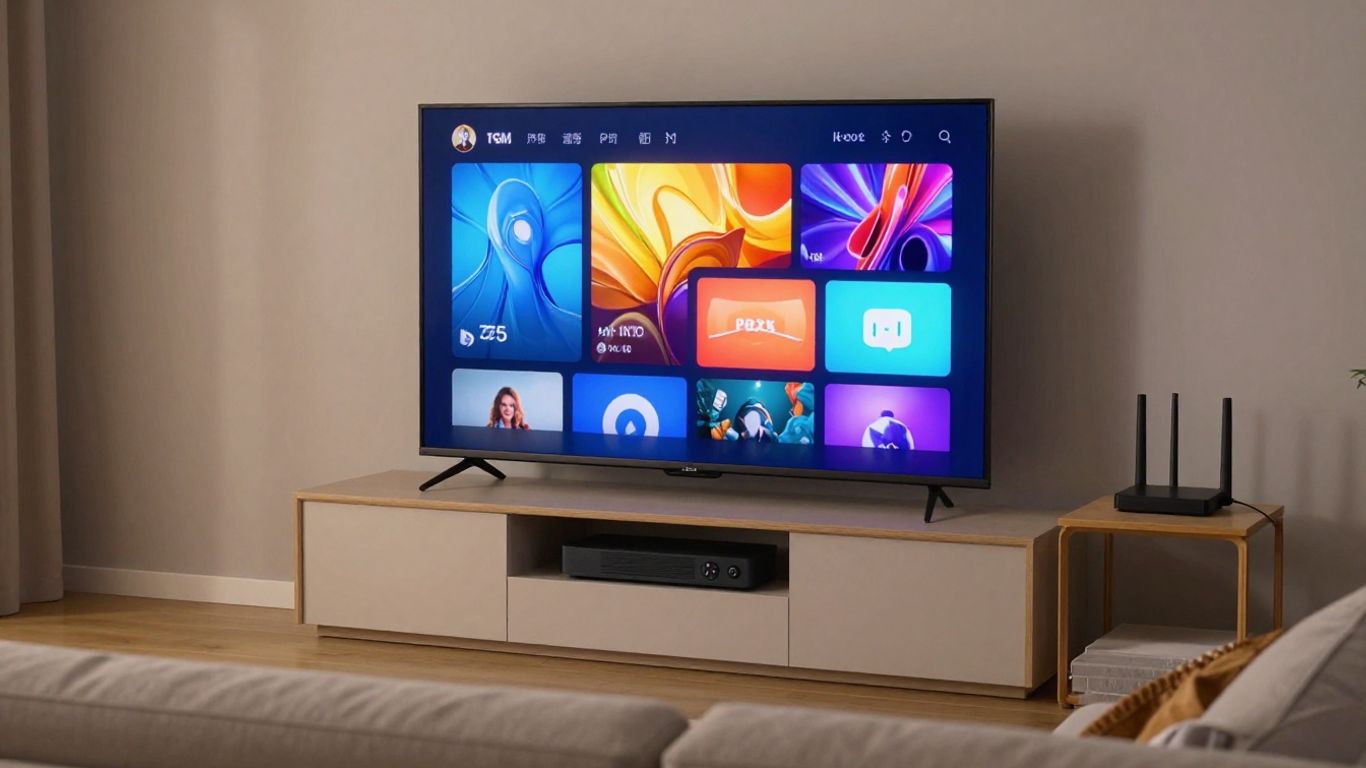 Living room television streaming varied channels