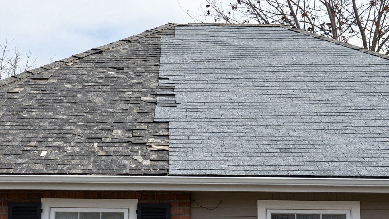 House with new and old roof sections