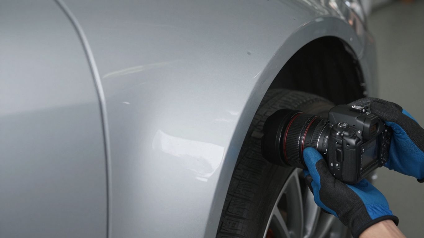 Autounfall Schaden am Auto mit Gutachterkamera