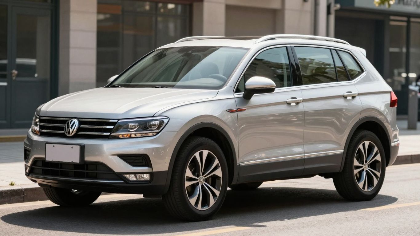 Silberner VW Tiguan 2018 von vorne