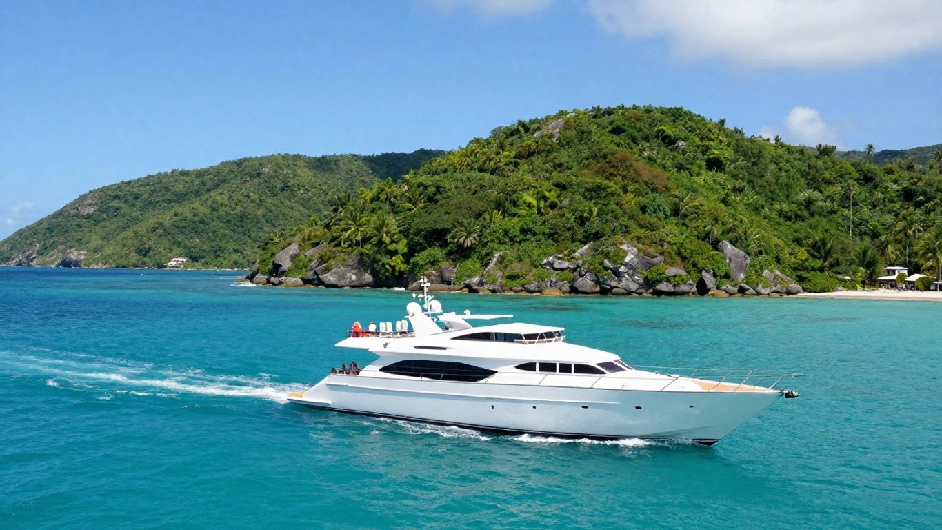 Luxury yacht sailing in British Virgin Islands waters.