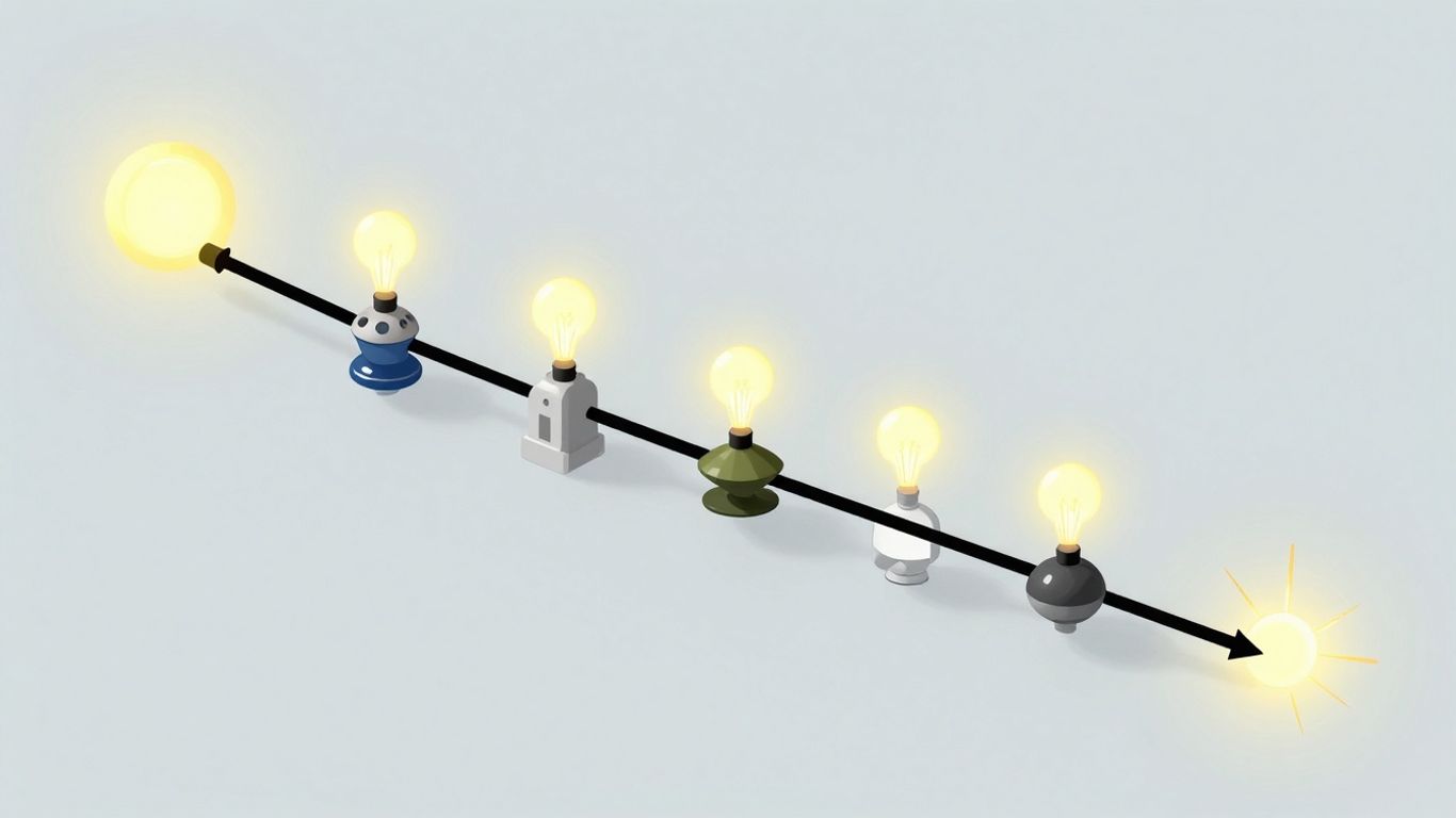 Flux d'énergie à travers une chaîne avec des pertes visibles.