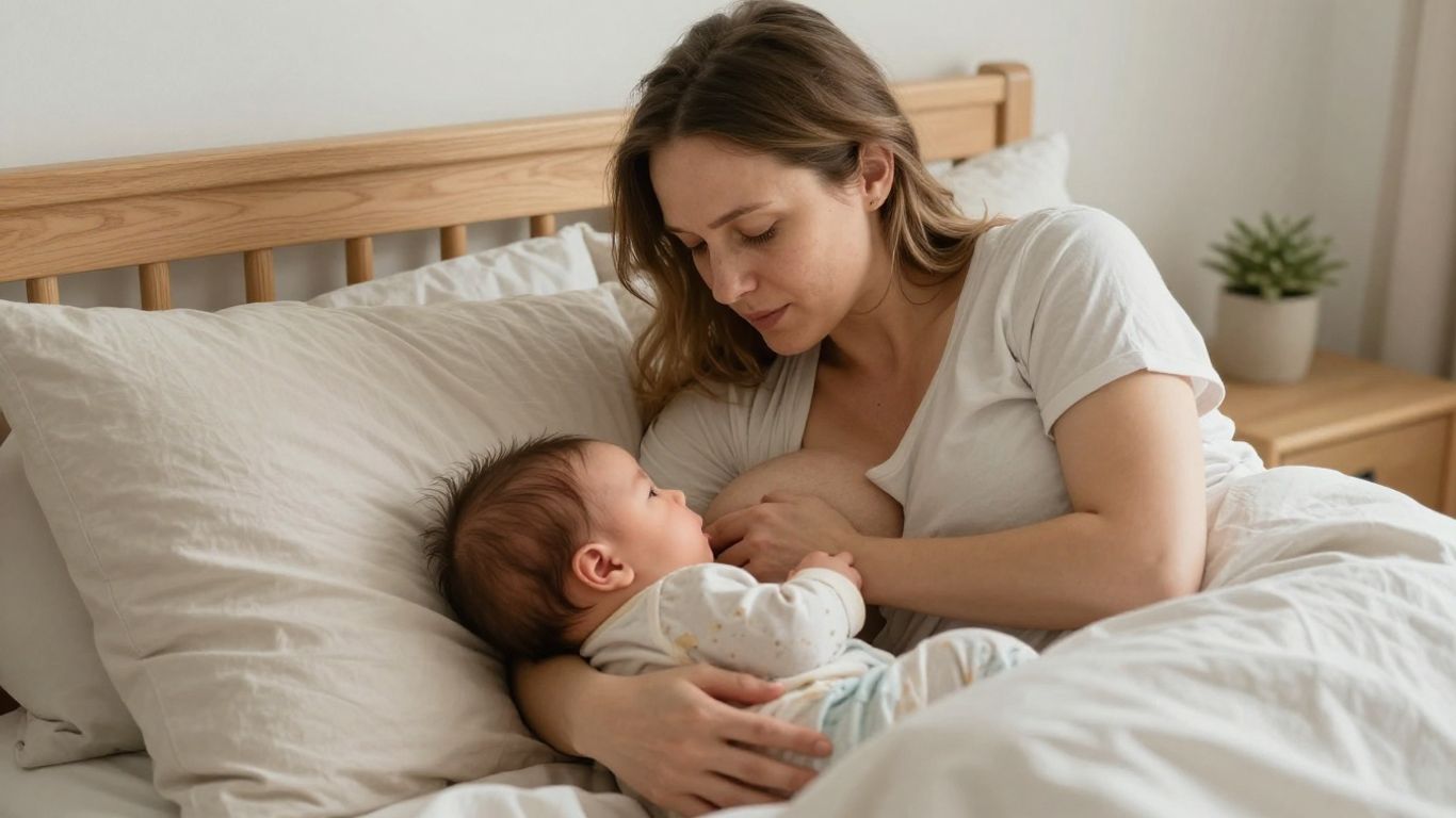 Madre amamantando a dos hijos con calma