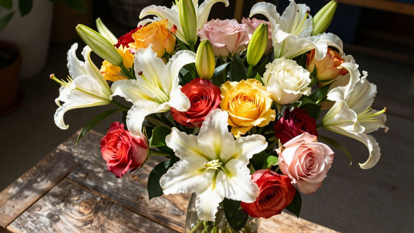 Beautiful floral arrangement from Just Because Flowers in Altona.