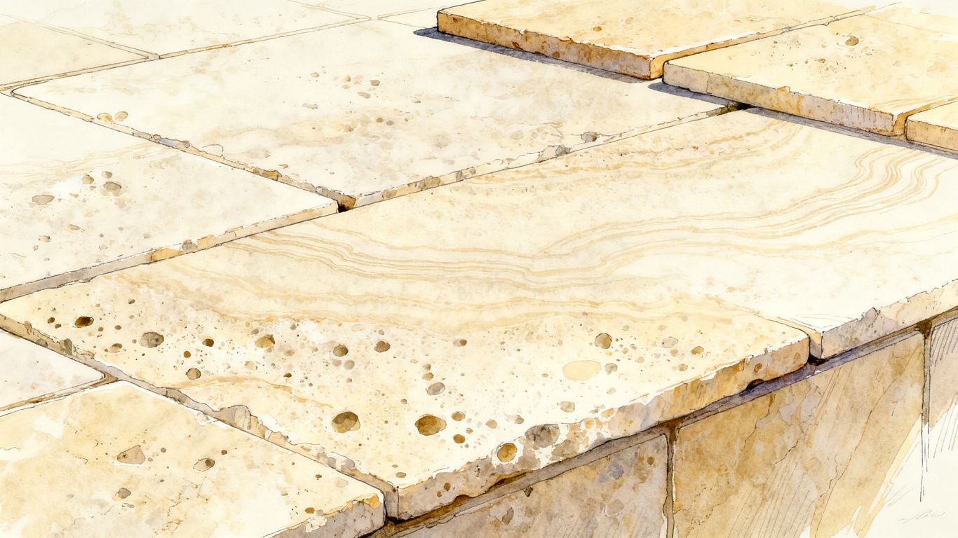 Natural travertine stone with soft layered veining