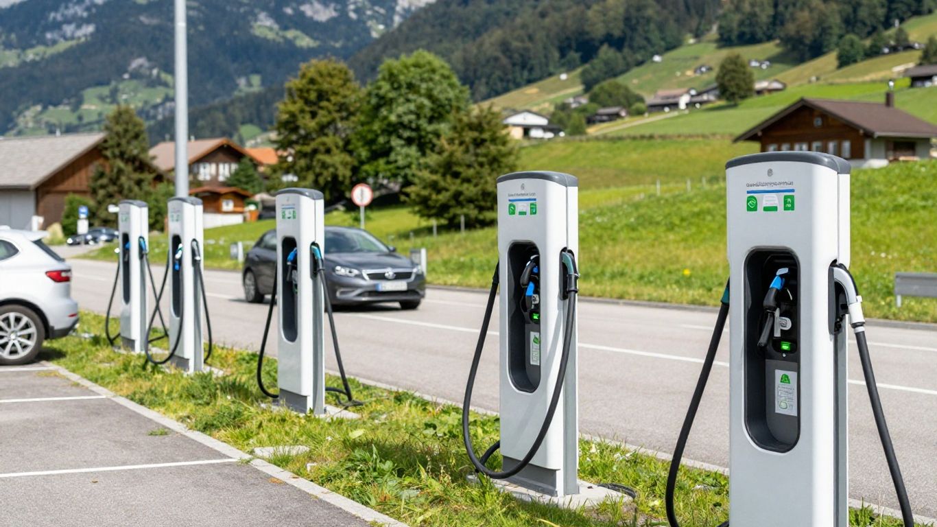Schweizer Ladestationen für Elektroautos auf einer Karte