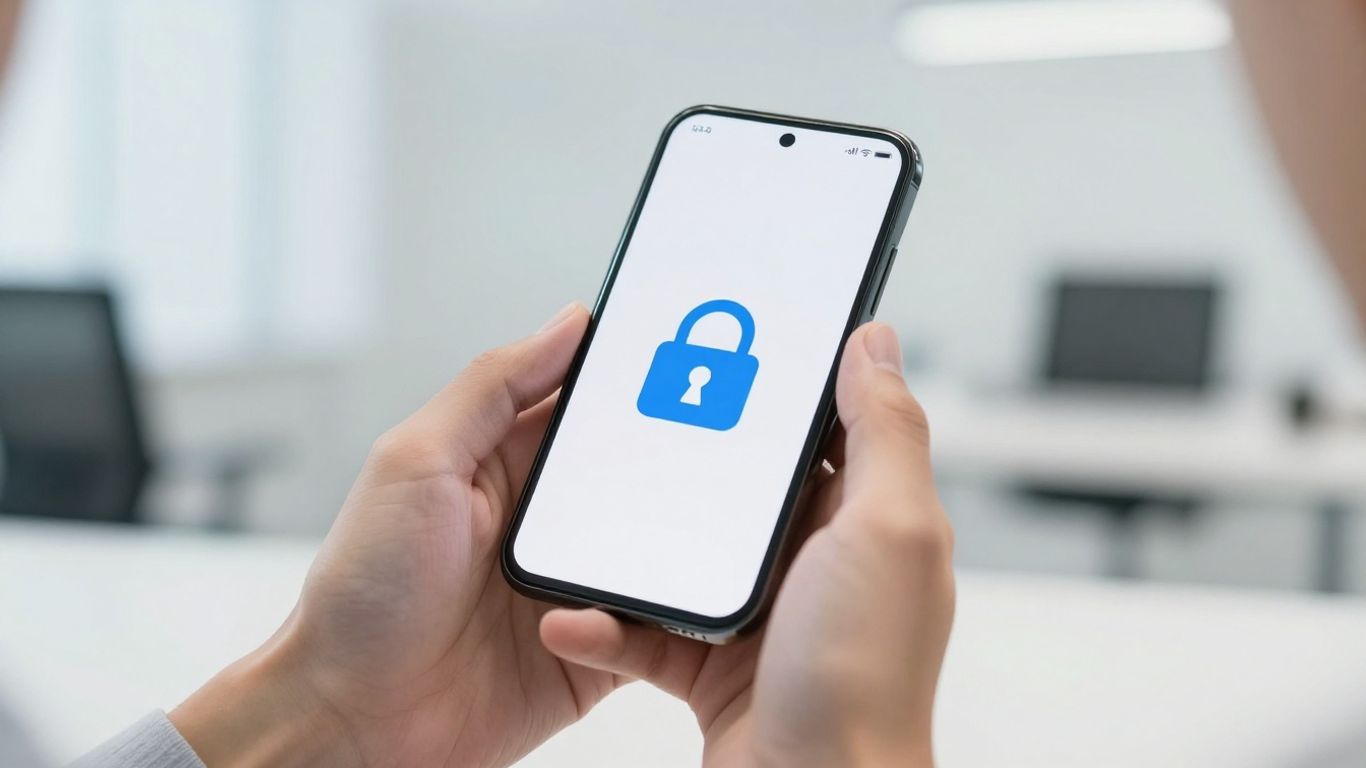 Digital lock on a smartphone screen.