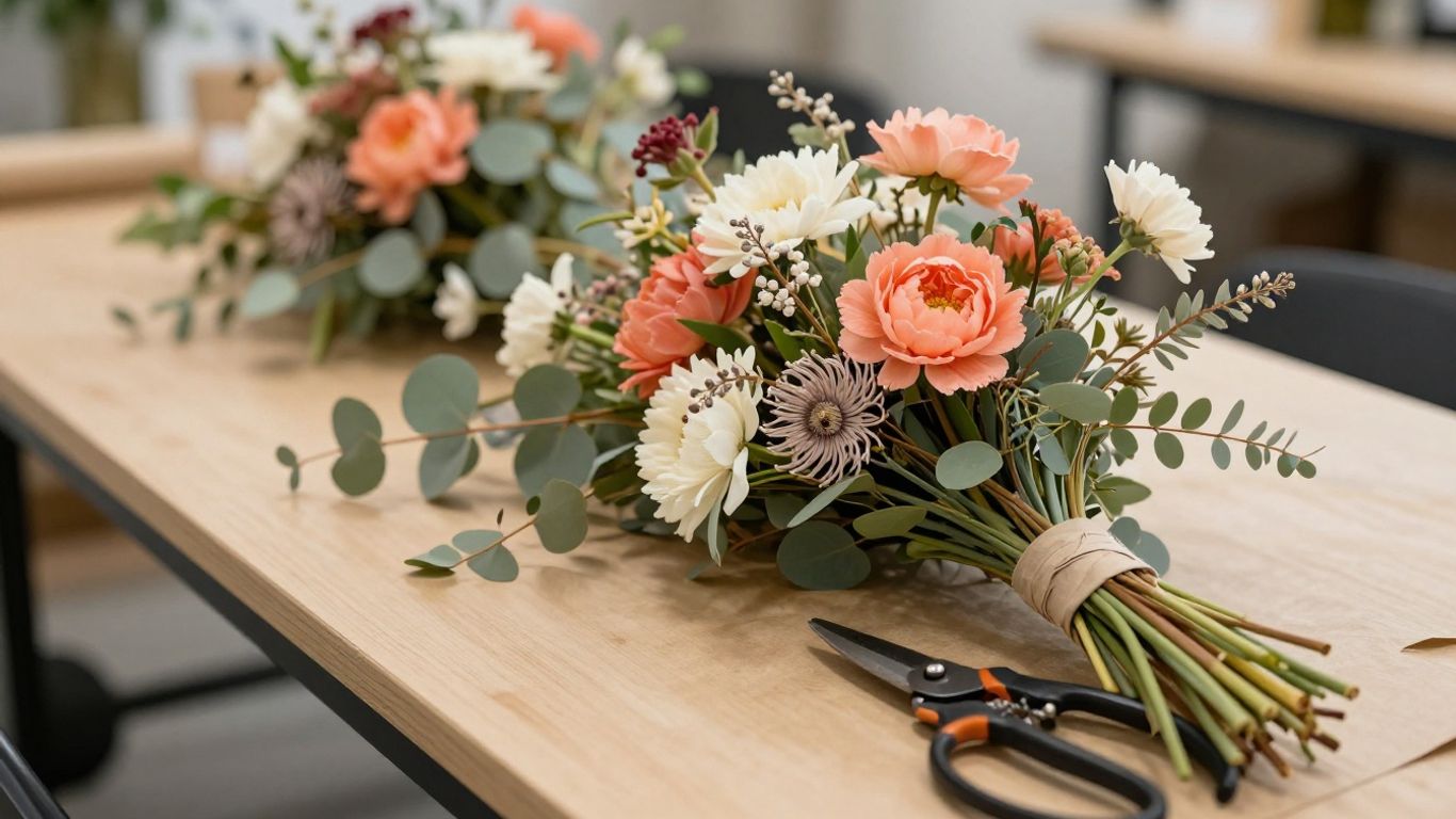 Fresh seasonal flowers arranged in Altona studio