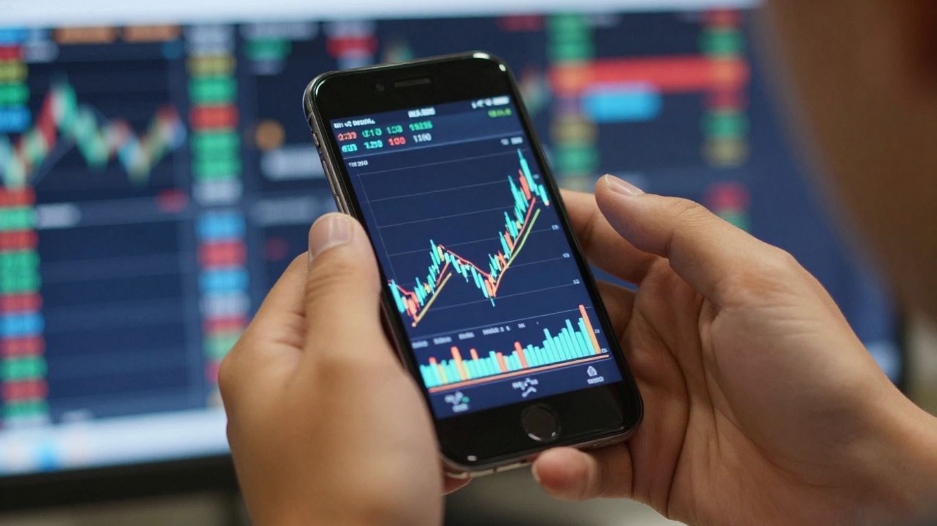 Forex trading app on a smartphone.