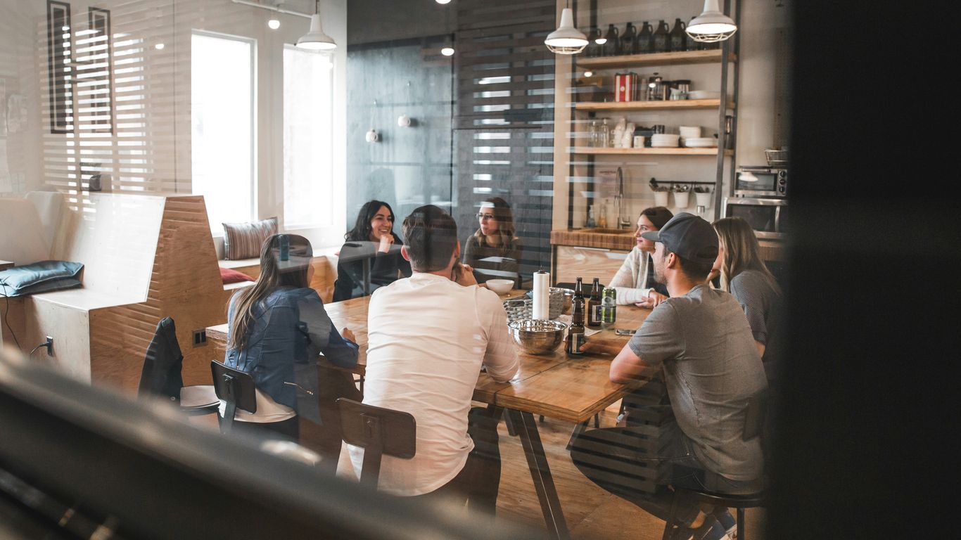 A diverse professional team collaborating in a workspace