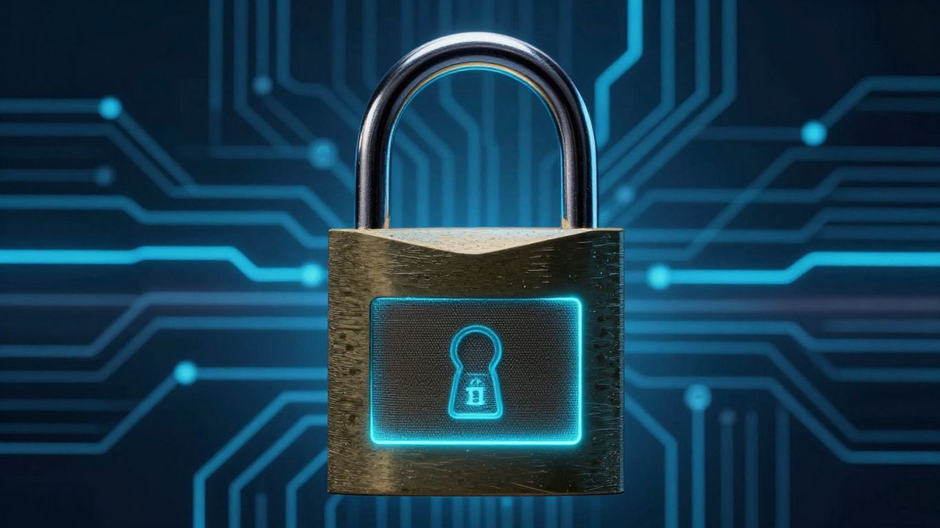 Digital padlock symbolizing secure password access