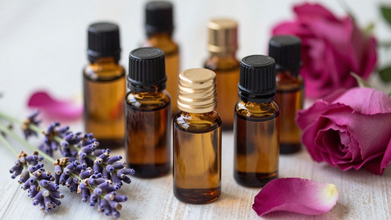 Essential oils and botanicals for healthy skin.