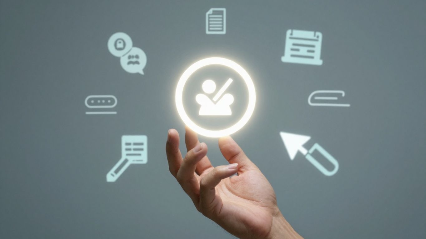 Hand reaching for a glowing digital deal icon.