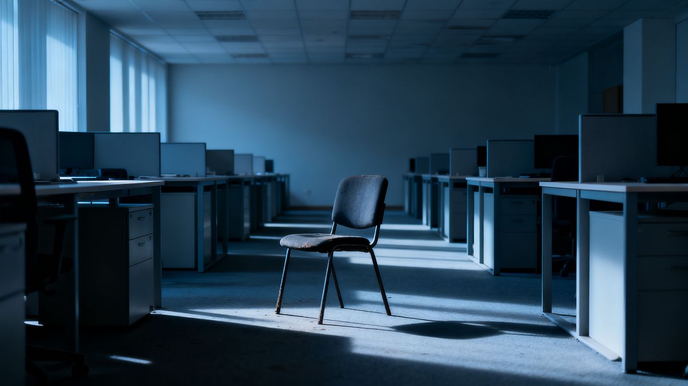 Empty tech office with chairs and desks.