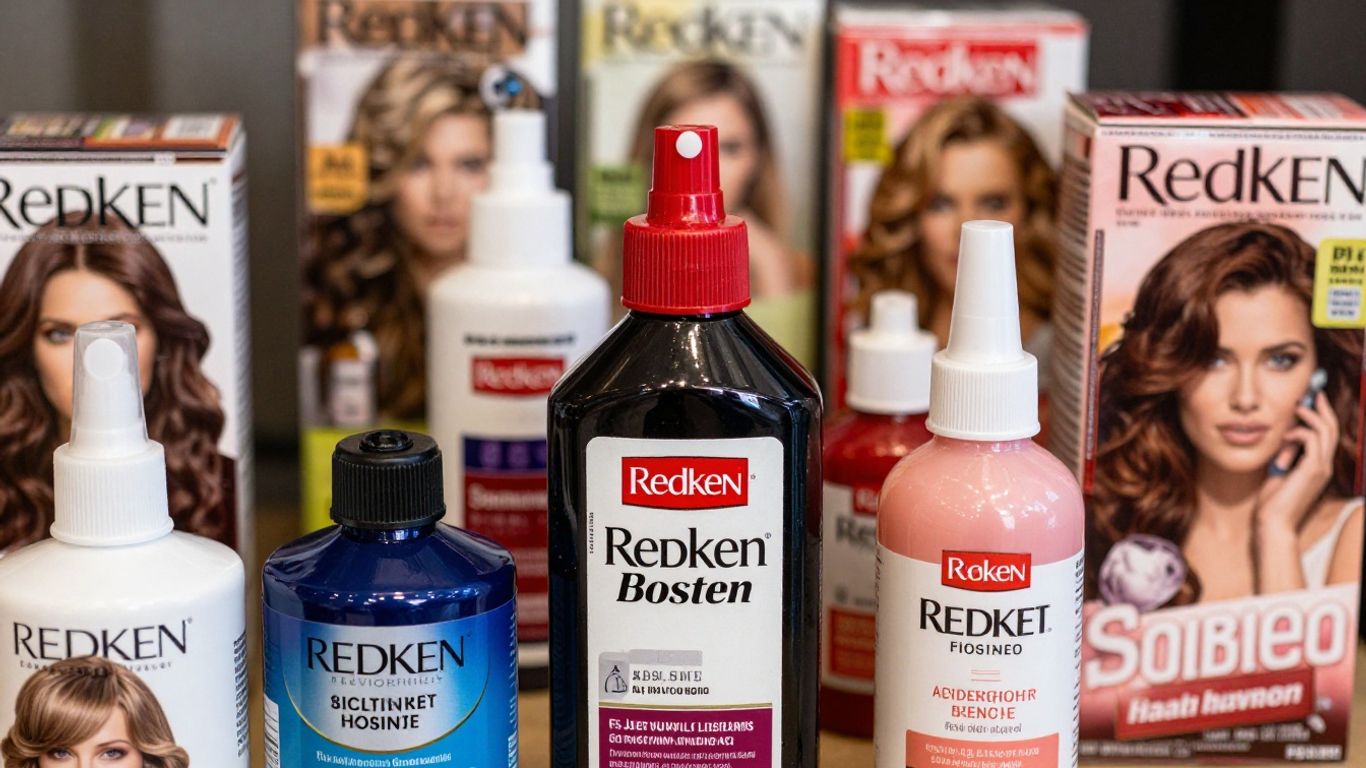 Redken hair dye bottles and packaging