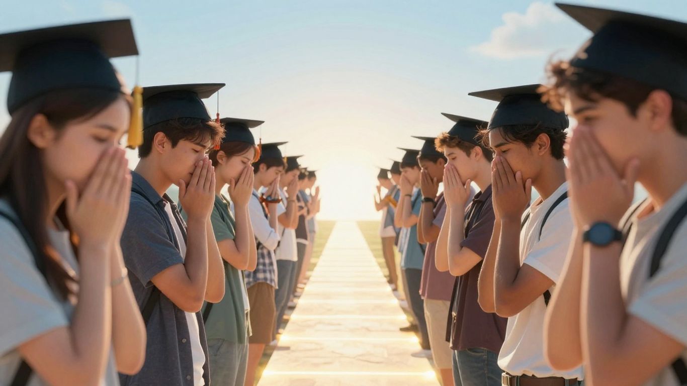 Students celebrating loan forgiveness with a bright future ahead.